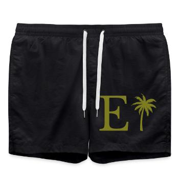 Buchstabe e grüne Palme - Badeshorts - Schwarz - Vorne - AI Model Male 185 light (185cm)
