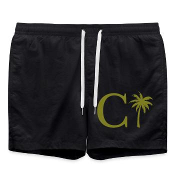 Buchstabe c grün Palme - Badeshorts - Schwarz - Vorne - AI Model Male 185 light (185cm)