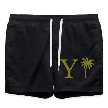Lettre y vert Palm - Short de bain - noir - Devant - AI Model Male 185 light (185cm)
