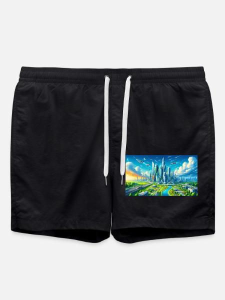 Futuristic city - Swim Trunks - black