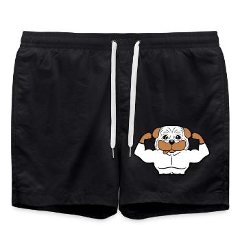 Chien Bodybuilder Muscles forts Gym Haltérophilie - Short de bain - noir - Devant - AI Model Male 185 light (185cm)