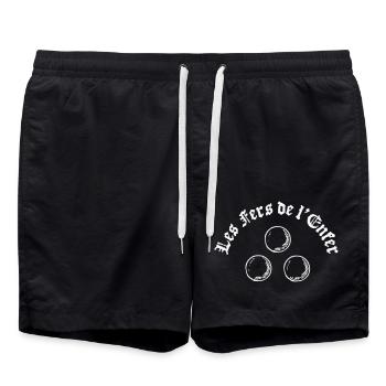 Les Fers de l’Enfer / The Irons of Hell - Pétanque - Short de bain - noir - Devant - AI Model Male 185 light (185cm)