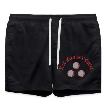 Les Fers de l’Enfer / The Irons of Hell - Pétanque - Short de bain - noir - Devant - AI Model Male 185 light (185cm)