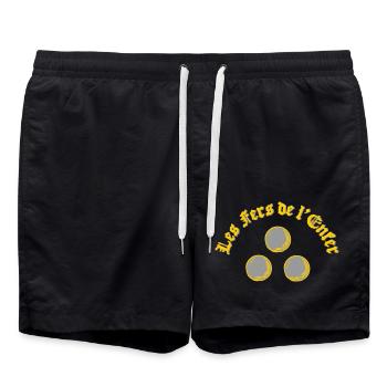 Les Fers de l’Enfer / The Irons of Hell - Pétanque - Short de bain - noir - Devant - AI Model Male 185 light (185cm)