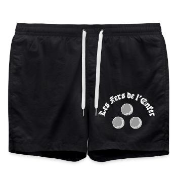 Les Fers de l’Enfer / The Irons of Hell - Pétanque - Short de bain - noir - Devant - AI Model Male 185 light (185cm)
