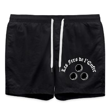 Les Fers de l’Enfer / The Irons of Hell - Pétanque - Short de bain - noir - Devant - AI Model Male 185 light (185cm)