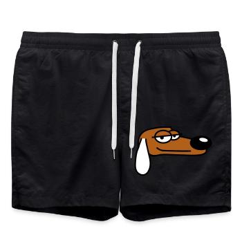 Hund Guckt Cool Entspannter Blick Kerl Chill Dude - Badeshorts - Schwarz - Vorne - AI Model Male 185 light (185cm)