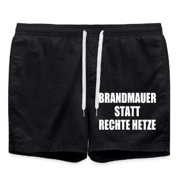 brandmauer statt rechte hetze - Badeshorts - Schwarz - Vorne - AI Model Male 185 light (185cm)