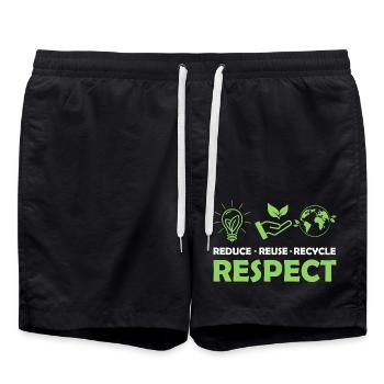Reduce Reuse Recycle Respect Planet Environmental - Swim Trunks - black - Front - AI Model Male 185 light (185cm)