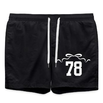 Nummer 78 Knoten - 78. Jahrestag - Badeshorts - Schwarz - Vorne - AI Model Male 185 light (185cm)