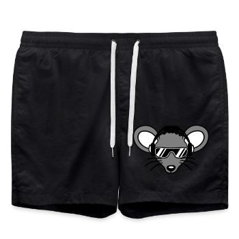 Maus Sonnenbrille Cool Kopfhörer Party Musik hören - Badeshorts - Schwarz - Vorne - AI Model Male 185 light (185cm)