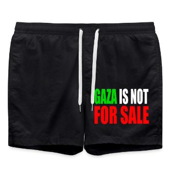 gaza is not for sale - Swim Trunks - black - Front - AI Model Male 185 light (185cm)
