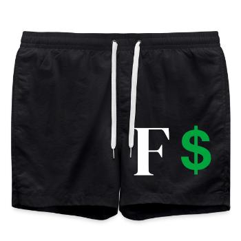 Buchstabe f Dollar - Badeshorts - Schwarz - Vorne - AI Model Male 185 light (185cm)