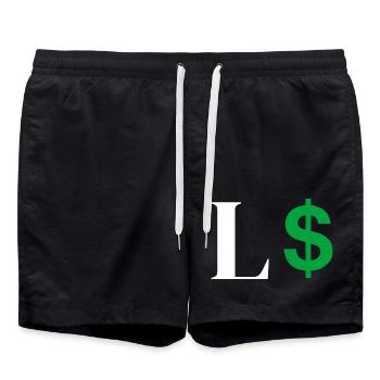 Buchstabe l Dollar - Badeshorts - Schwarz - Vorne - AI Model Male 185 light (185cm)