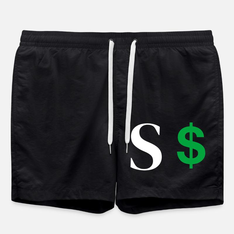 Buchstabe s Dollar - Badeshorts - Schwarz