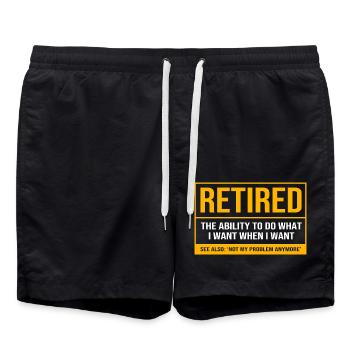 Retraite 2025 Retraité Pension Retraité - Short de bain - noir - Devant - AI Model Male 185 light (185cm)