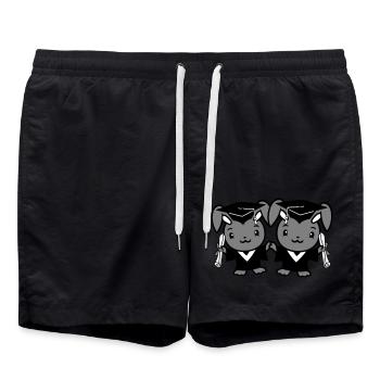 2 Bunnies College School Graduation Two Friends Team - Swim Trunks - black - Front - AI Model Male 185 light (185cm)