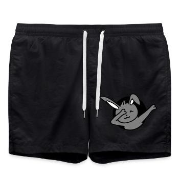 Lapin Dabbing Dab Danse Pose Trou Danse Fête Fun - Short de bain - noir - Devant - AI Model Male 185 light (185cm)