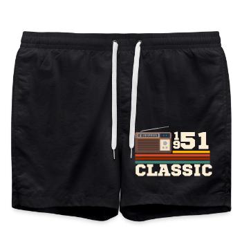 Jubiläums-Retro-Klassiker 1951 - Badeshorts - Schwarz - Vorne - AI Model Male 185 light (185cm)