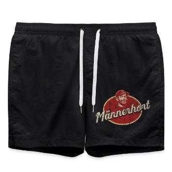 Ort für Männer Männerhort Männergarten Lustig - Badeshorts - Schwarz - Vorne - AI Model Male 185 light (185cm)