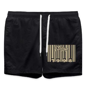 Vintage 1998 Barcode 1998: Year 2025. - Swim Trunks - black - Front - AI Model Male 185 light (185cm)