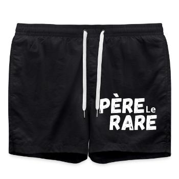 Papa perle rare - idée cadeau papa - Short de bain - noir - Devant - AI Model Male 185 light (185cm)