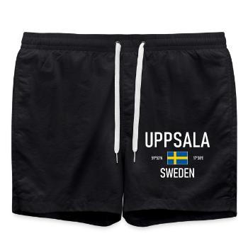 Uppsala - Suède - Sverige - Coordonnées du drapeau - Short de bain - noir - Devant - AI Model Male 185 light (185cm)