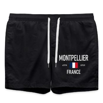 Montpellier - France France Coordonnées Drapeau - Short de bain - noir - Devant - AI Model Male 185 light (185cm)
