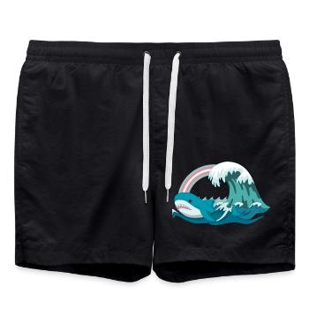 Pride Blahaj Pastell Regenbogen - Badeshorts - Schwarz - Vorne - AI Model Male 185 light (185cm)