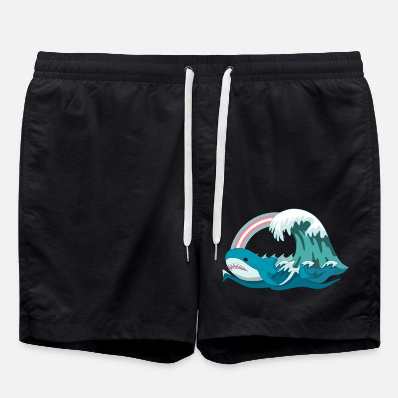 Pride Blahaj Pastel Rainbow - Swim Trunks - black