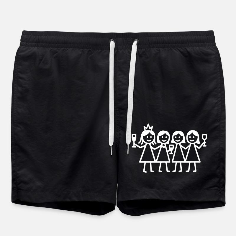 Hen Crew Girls Party - Swim Trunks - black