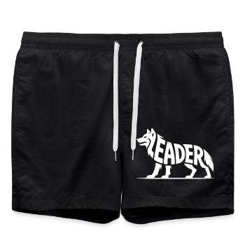 Leader - Motivational Wolf Logo - Swim Trunks - black - Front - AI Model Male 185 light (185cm)