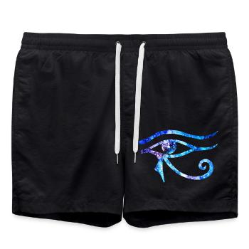 Cosmic Eye Of Horus - Blaue und Lila Version - Badeshorts - Schwarz - Vorne - AI Model Male 185 light (185cm)