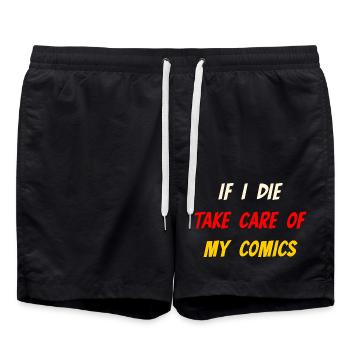 Comic-Sammler und Comic-Leser Liebhaber Lustig - Badeshorts - Schwarz - Vorne - AI Model Male 185 light (185cm)