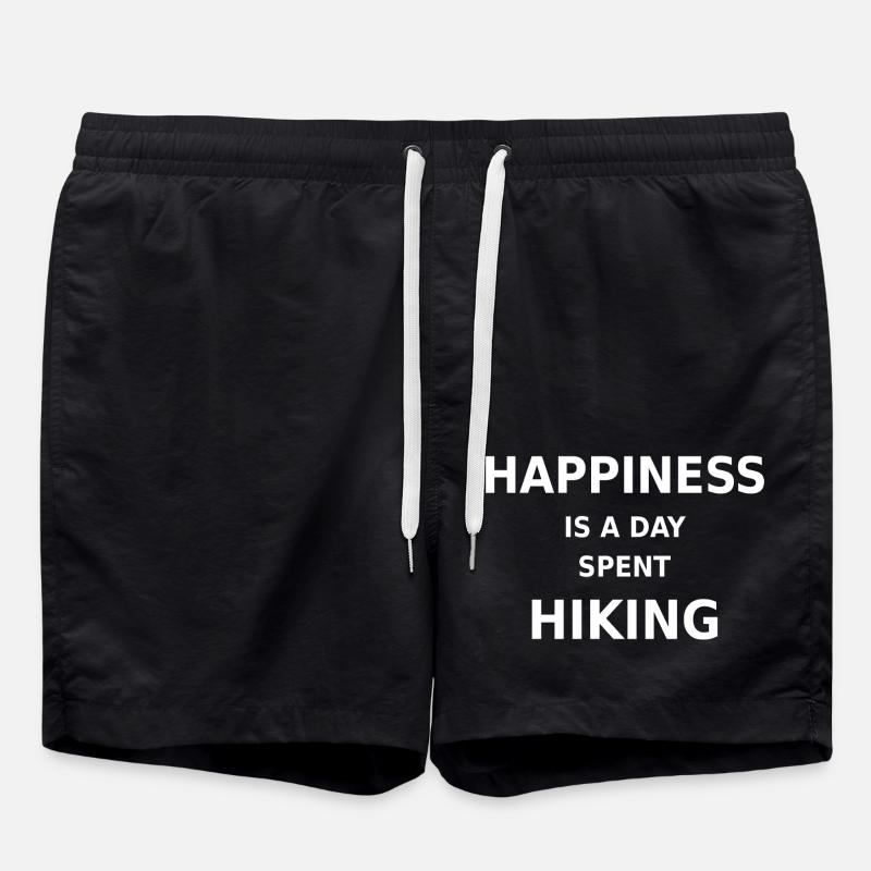 Glück ist ein Tag, den man mit Wandern verbringt - Badeshorts - Schwarz
