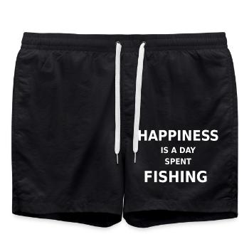 Happiness is a day spent fishing - Swim Trunks - black - Front - AI Model Male 185 light (185cm)