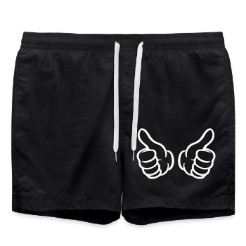 Daumen Hoch Hand - Badeshorts - Schwarz - Vorne - AI Model Male 185 light (185cm)