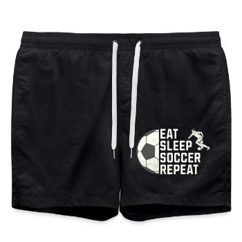 Manger. Dormir. Football. Répéter. – Pour tous les fans de football - Short de bain - noir - Devant - AI Model Male 185 light (185cm)