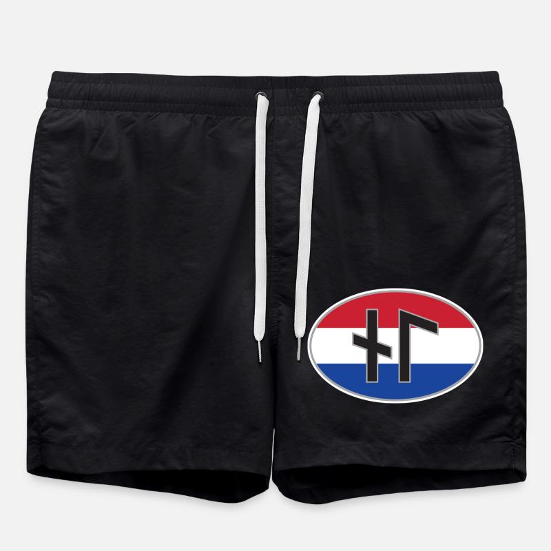 NL (Nederland) Runen-Ländercode-Aufkleber - Badeshorts - Schwarz