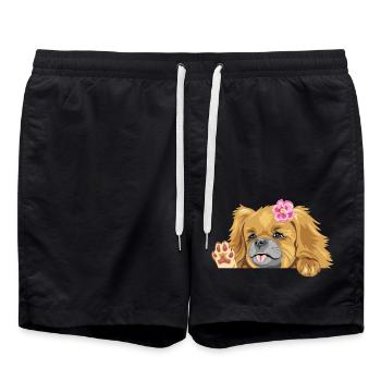 Chien pékinois agitant - Short de bain - noir - Devant - AI Model Male 185 light (185cm)