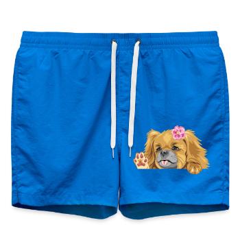 Lugende winkende Pekinesenhündin - Badeshorts - Cobalt blue - Vorne