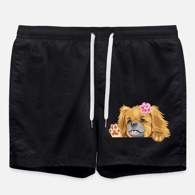 Chien pékinois agitant - Short de bain - noir