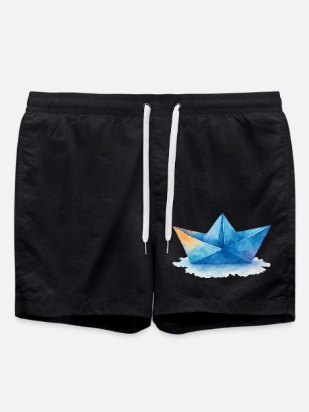 papierboot aquarell - Badeshorts - Schwarz