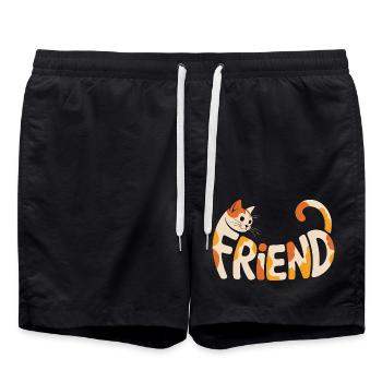 Friend Cat - Niedliche Katze Logo - Badeshorts - Schwarz - Vorne - AI Model Male 185 light (185cm)
