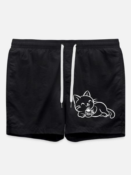 chillin tea cat - Badeshorts - Schwarz