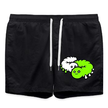 2 Chenilles Couple Amoureux Chers Amis - Short de bain - noir - Devant - AI Model Male 185 light (185cm)