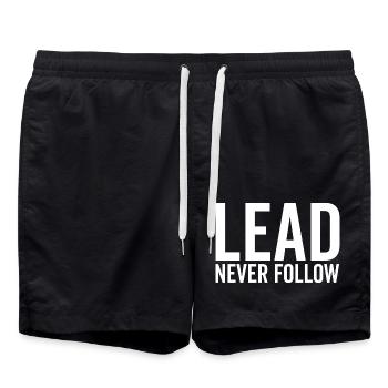 Führen Sie niemals folgen - Badeshorts - Schwarz - Vorne - AI Model Male 185 light (185cm)