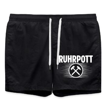 Ruhrpott Glueck auf - Badeshorts - Schwarz - Vorne - AI Model Male 185 light (185cm)