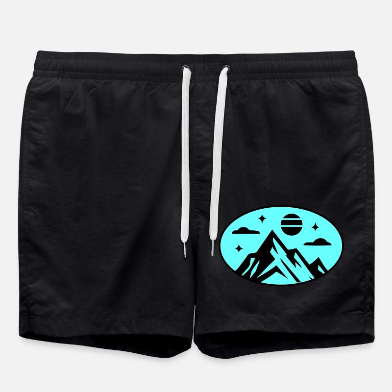 Mountains icon - Swim Trunks - black