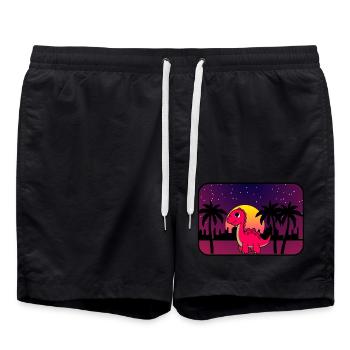 Dino Retro Wave - Badeshorts - Schwarz - Vorne - AI Model Male 185 light (185cm)